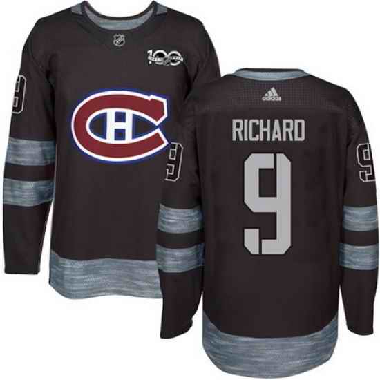 Canadiens #9 Maurice Richard Black 1917 2017 100th Anniversary Stitched NHL Jersey